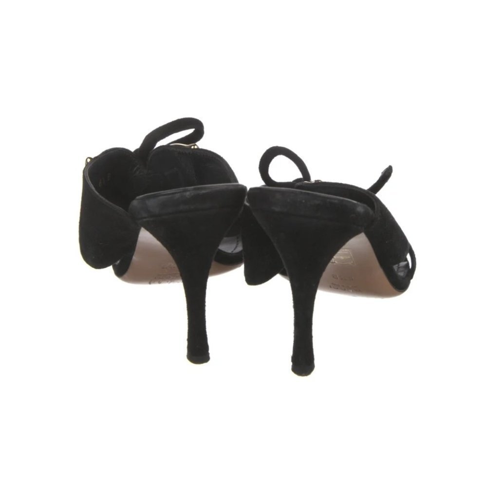 Gucci Suede Slides Horsebit Accent Black  Kitten Heels Size 36.5EU - Picture 5 of 5